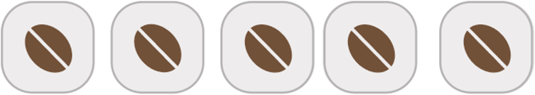 Comparative caffeine indicator for Phin Blend: 5 of 5 relative to the other Samp